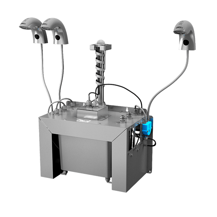 Kaltwasserhahn Edelstahl SLU45M3 mit Sensor und integriertem Seifenspender