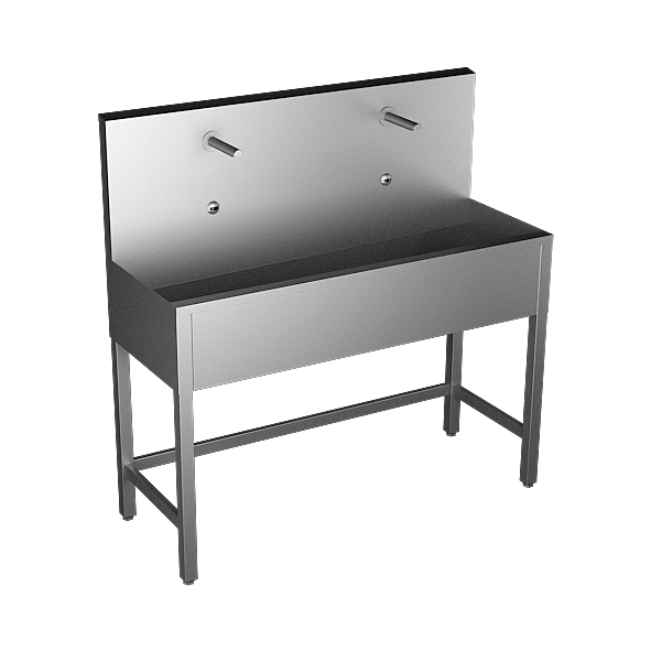 Waschrinne Edelstahl mit zwei Waschplätzen SLUN50E bodenstehend