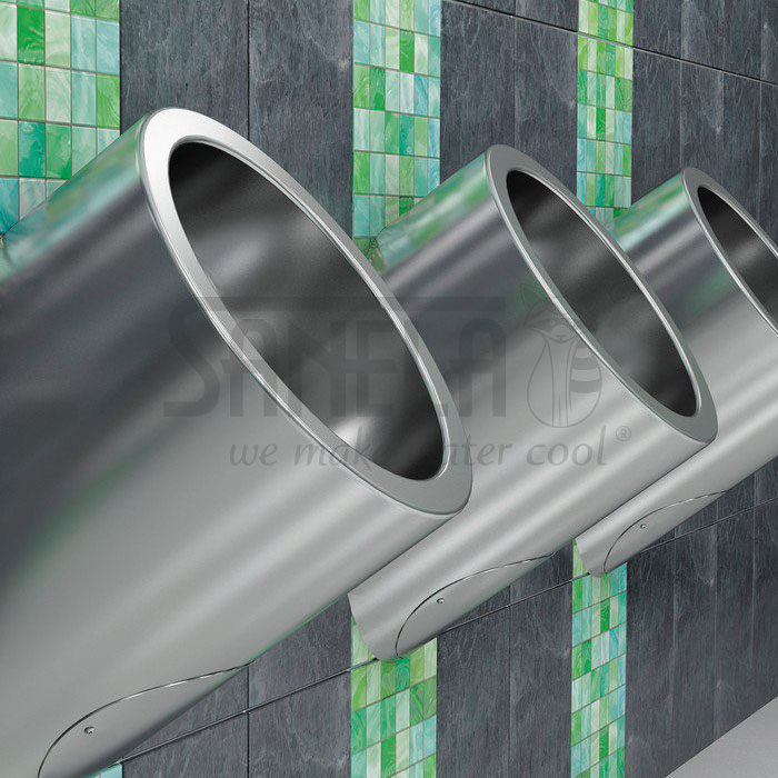Urinale Edelstahl SLPN09 vandalensicher mit integriertem Spülkopf Musterbad