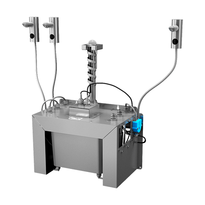 3 Edelstahl Seifenspender mit Sensor und zentralem Seifenbehälter SLZN91E3