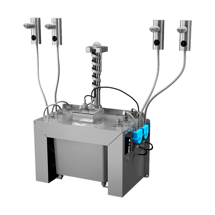 4 Edelstahl Seifenspender mit Sensor und zentralem Seifenbehälter SLZN91E4